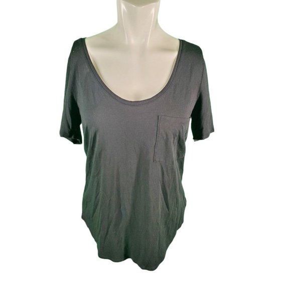 Aritzia Babaton T-Shirt Tunic Tee Top Black cotton Modal sz M - Picture 1 of 5